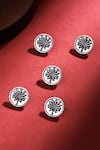 Buy_Cosa Nostraa_Silver Floral Oxidised Buttons - Set Of 5 _at_Aza_Fashions