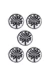 Cosa Nostraa_Silver Floral Oxidised Buttons - Set Of 5 _Online_at_Aza_Fashions