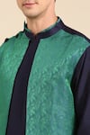 Buy_Mayank Modi - Men_Green Silk Woven Floral Kurta Set_Online_at_Aza_Fashions