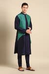 Mayank Modi - Men_Green Silk Woven Floral Kurta Set_at_Aza_Fashions