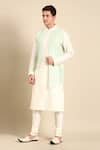 Buy_Mayank Modi - Men_Green Silk Woven Geometric Kurta Set _at_Aza_Fashions