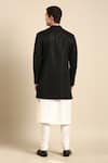 Shop_Mayank Modi - Men_Black Silk Slub Embroidery Mirror Long Jacket _at_Aza_Fashions