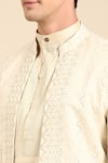 Buy_Mayank Modi - Men_Ivory Silk Jacquard Woven Chevron Nehru Jacket  _Online_at_Aza_Fashions