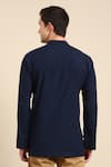 Shop_Mayank Modi - Men_Blue Malai Cotton Plain Full Sleeve Short Kurta _at_Aza_Fashions