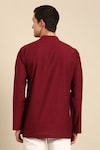 Shop_Mayank Modi - Men_Maroon Malai Cotton Plain Full Sleeve Short Kurta _at_Aza_Fashions