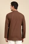 Shop_Mayank Modi - Men_Brown Malai Cotton Plain Full Sleeve Solid Short Kurta _at_Aza_Fashions