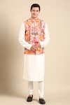 Buy_Mayank Modi - Men_Pink Muslin Digital Printed Abstract Floral Nehru Jacket _at_Aza_Fashions