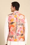 Shop_Mayank Modi - Men_Pink Muslin Digital Printed Abstract Floral Nehru Jacket _at_Aza_Fashions