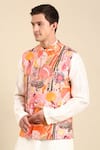 Shop_Mayank Modi - Men_Pink Muslin Digital Printed Abstract Floral Nehru Jacket _Online_at_Aza_Fashions