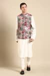 Buy_Mayank Modi - Men_Pink Muslin Digital Printed Flower Nehru Jacket _at_Aza_Fashions