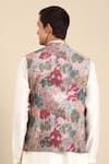 Shop_Mayank Modi - Men_Pink Muslin Digital Printed Flower Nehru Jacket _at_Aza_Fashions