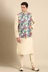 Buy_Mayank Modi - Men_Blue Muslin Digital Printed Floral Nehru Jacket _at_Aza_Fashions