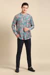Buy_Mayank Modi - Men_Blue Muslin Printed Digital Floral Shirt _at_Aza_Fashions