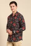 Shop_Mayank Modi - Men_Grey Muslin Printed Digital Chanderi Floral Shirt _Online_at_Aza_Fashions