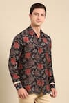 Mayank Modi - Men_Grey Muslin Printed Digital Chanderi Floral Shirt _at_Aza_Fashions