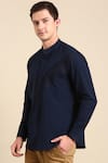 Shop_Mayank Modi - Men_Blue Malai Cotton Full Sleeve Panelled Shirt _Online_at_Aza_Fashions