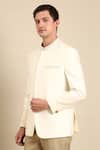 Shop_Mayank Modi - Men_Off White Silk Banaras Embroidered Bead Bandhgala _Online_at_Aza_Fashions