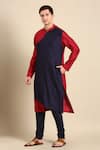 Buy_Mayank Modi - Men_Red Silk Jacquard Overlap Colorblocked Kurta_Online_at_Aza_Fashions