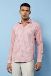 Rohit Gandhi + Rahul Khanna Pink Linen Embroidery Hand Shirt Online at Aza Fashions Rohit Gandhi + Rahul Khanna_Pink Linen Embroidery Hand Shirt _Online_at_Aza_Fashions