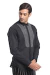 Buy_Rohit Gandhi + Rahul Khanna_Black Cotton Embroidery Thread Shirt _Online_at_Aza_Fashions