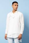 Rohit Gandhi + Rahul Khanna White Cotton Double Layered Overlap Shirt Online at Aza Fashions Rohit Gandhi + Rahul Khanna_White Cotton Double Layered Overlap Shirt _Online_at_Aza_Fashions