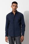 Rohit Gandhi + Rahul Khanna_Blue Cotton Full Sleeve Shirt _Online_at_Aza_Fashions