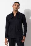 Rohit Gandhi + Rahul Khanna_Blue Cotton Solid Shirt _Online_at_Aza_Fashions