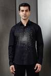 Rohit Gandhi + Rahul Khanna Black Cotton Embroidery Stardust Pattern Shirt Online at Aza Fashions Rohit Gandhi + Rahul Khanna_Black Cotton Embroidery Stardust Pattern Shirt _Online_at_Aza_Fashions