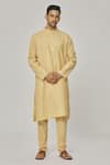 Buy_Aham-Vayam_Yellow Cotton Tatvam Sankalp Plain Kurta And Pyjama Set _at_Aza_Fashions
