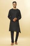 Buy Aham-Vayam Black Cotton Tatvam Solid Kurta And Pyjama Set at Aza Fashions Buy_Aham-Vayam_Black Cotton Tatvam Solid Kurta And Pyjama Set _at_Aza_Fashions