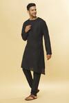 Shop Aham-Vayam Black Cotton Tatvam Solid Kurta And Pyjama Set Online at Aza Fashions Shop_Aham-Vayam_Black Cotton Tatvam Solid Kurta And Pyjama Set _Online_at_Aza_Fashions