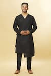 Buy_Aham-Vayam_Black Cotton Solid Tatvam Arigato Kurta And Pyjama Set _at_Aza_Fashions