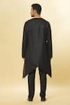 Aham-Vayam_Black Cotton Tatvam Mihara Solid Kurta And Pyjama Set _Online_at_Aza_Fashions