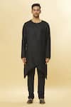 Buy_Aham-Vayam_Black Cotton Tatvam Mihara Solid Kurta And Pyjama Set _Online_at_Aza_Fashions