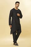 Aham-Vayam_Black Cotton Tatvam Mihara Solid Kurta And Pyjama Set _at_Aza_Fashions