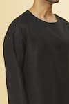 Shop_Aham-Vayam_Black Cotton Tatvam Mihara Solid Kurta And Pyjama Set _at_Aza_Fashions