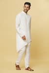 Aham-Vayam White Cotton Tatvam Agam Solid Kurta And Pyjama Set at Aza Fashions Aham-Vayam_White Cotton Tatvam Agam Solid Kurta And Pyjama Set _at_Aza_Fashions