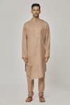 Buy_Aham-Vayam_Brown Cotton Tatvam Hana Solid Kurta And Pyjama Set _Online_at_Aza_Fashions