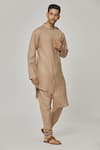 Aham-Vayam_Brown Cotton Tatvam Hana Solid Kurta And Pyjama Set _at_Aza_Fashions