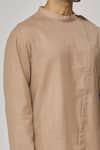 Shop_Aham-Vayam_Brown Cotton Tatvam Hana Solid Kurta And Pyjama Set _at_Aza_Fashions
