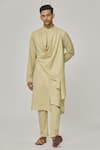 Buy_Aham-Vayam_Beige Cotton Solid Tatvam Utsav Gathered Kurta And Pyjama Set _at_Aza_Fashions