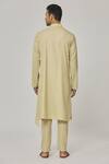 Aham-Vayam_Beige Cotton Solid Tatvam Utsav Gathered Kurta And Pyjama Set _Online_at_Aza_Fashions