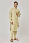 Shop Aham-Vayam Beige Cotton Tatvam Akio Solid Kurta And Pyjama Set Online at Aza Fashions Shop_Aham-Vayam_Beige Cotton Tatvam Akio Solid Kurta And Pyjama Set _Online_at_Aza_Fashions