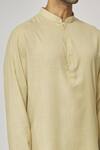 Shop Aham-Vayam Beige Cotton Tatvam Akio Solid Kurta And Pyjama Set at Aza Fashions Shop_Aham-Vayam_Beige Cotton Tatvam Akio Solid Kurta And Pyjama Set _at_Aza_Fashions