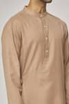 Shop_Aham-Vayam_Brown Cotton Solid Tatvam Jun Kurta And Pyjama Set _at_Aza_Fashions