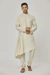 Buy_Aham-Vayam_Cream Cotton Tatvam Kiyoshi Solid Kurta And Pyjama Set _at_Aza_Fashions