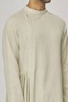 Shop_Aham-Vayam_Cream Cotton Tatvam Kiyoshi Solid Kurta And Pyjama Set _at_Aza_Fashions