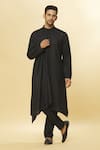 Buy_Aham-Vayam_Black Cotton Tatvam Hikari Solid Kurta And Pyjama Set _at_Aza_Fashions