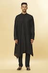 Buy_Aham-Vayam_Black Cotton Tatvam Hikari Solid Kurta And Pyjama Set _Online_at_Aza_Fashions