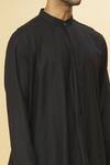 Shop_Aham-Vayam_Black Cotton Tatvam Hikari Solid Kurta And Pyjama Set _at_Aza_Fashions